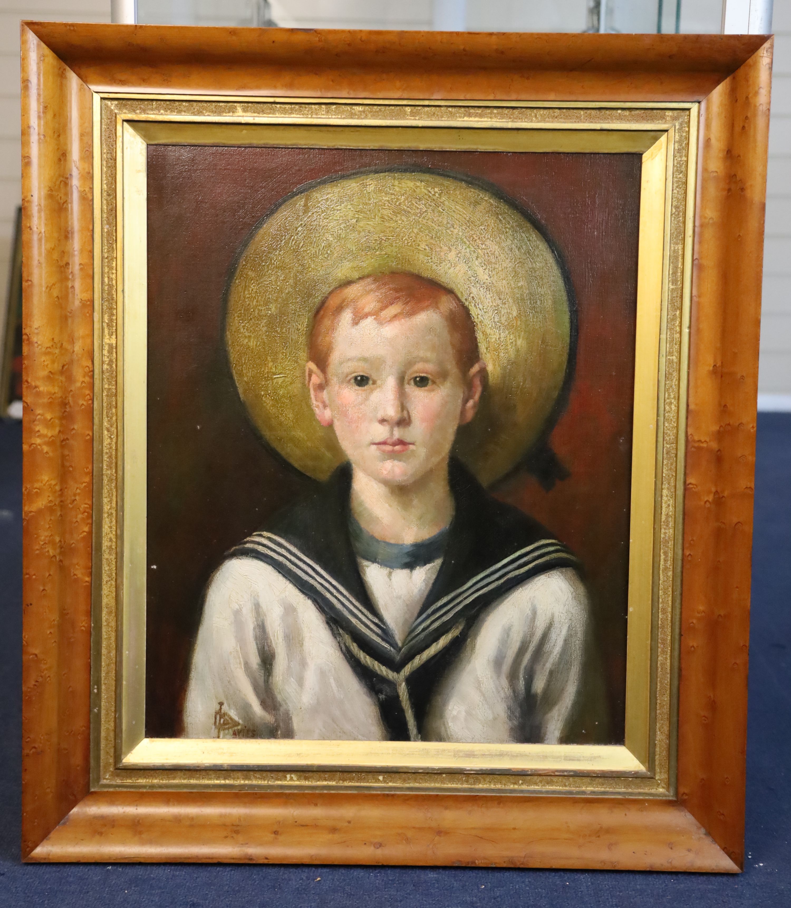 J. Davies c.1900 Portrait of a boy sailor 21.5 x 17.5in.